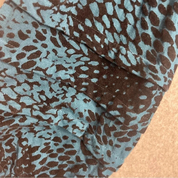 Chicos Velvet Burnout Flocked Sleeve Bohemian Teal Black Top - Picture 5 of 9